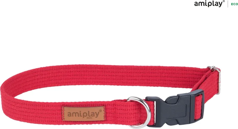 Halsband verstelbaar Cotton maat-M / 35-50x2cm de Amiplay en Rouge – photo produit