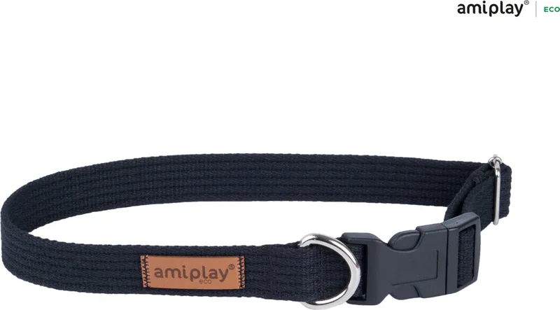 Halsband verstelbaar Cotton maat-M / 35-50x2cm by Amiplay in Black – product photo