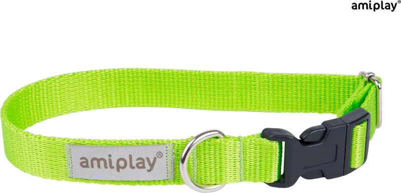 Halsband verstelbaar Samba maat-M / 25-40x2cm de Amiplay en Vert – photo produit