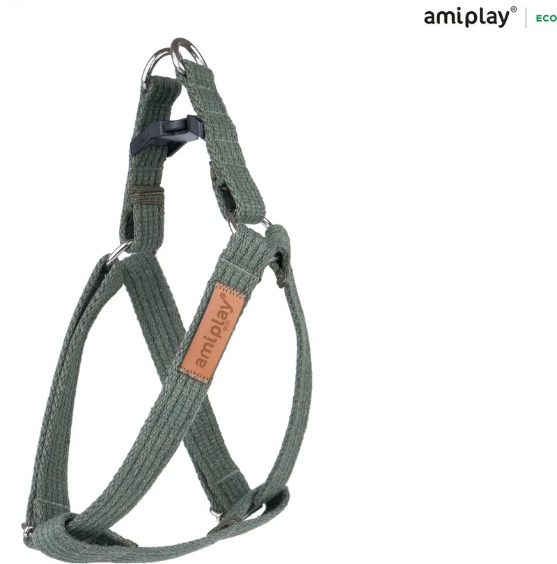 Harnas verstelbaar Cotton maat-L / 40-75x2,5cm by Amiplay in Khaki – product photo