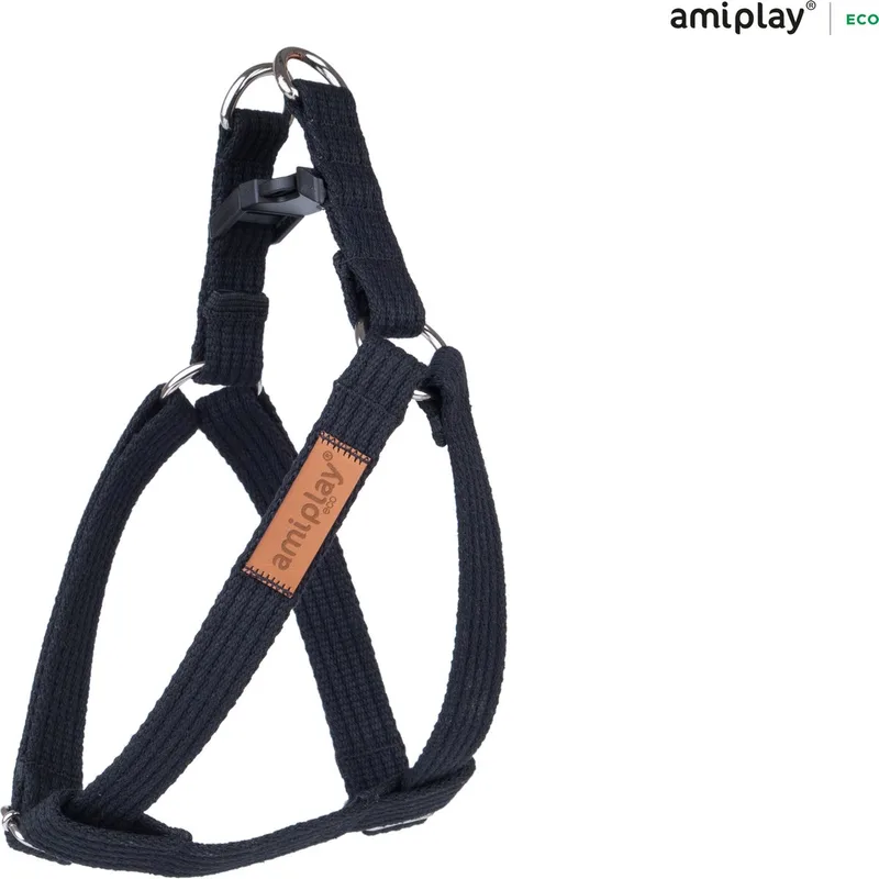 Harnas verstelbaar Cotton maat-L / 40-75x2,5cm by Amiplay in Black – product photo