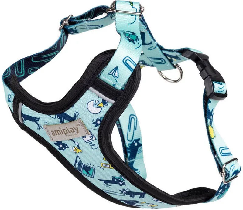 Harnas verstelbaar Discovery Amik OfficeDog maat-L - 30-45 [b] 45-65 [d] cm von Amiplay in Blau – Produktfoto