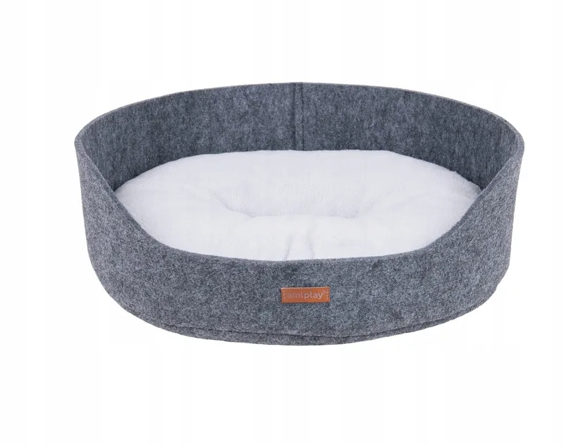 Hygge ovale hondenmand vilt maat M - comfortabel en wasbaar von Amiplay – Produktfoto