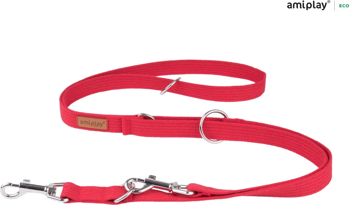 Leiband verstelbaar 6 in 1 Cotton rood maat-M / 100-200x2cm de Amiplay en Rood – maat M – photo produit