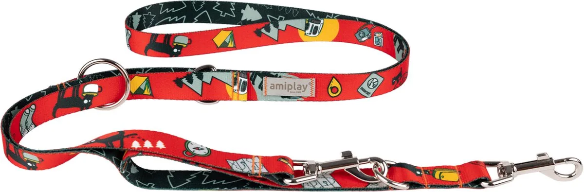 Leiband verstelbaar 7in1 Amik TravelDog maat-M - 100-200x2cm från Amiplay i Rood – maat M – produktbild