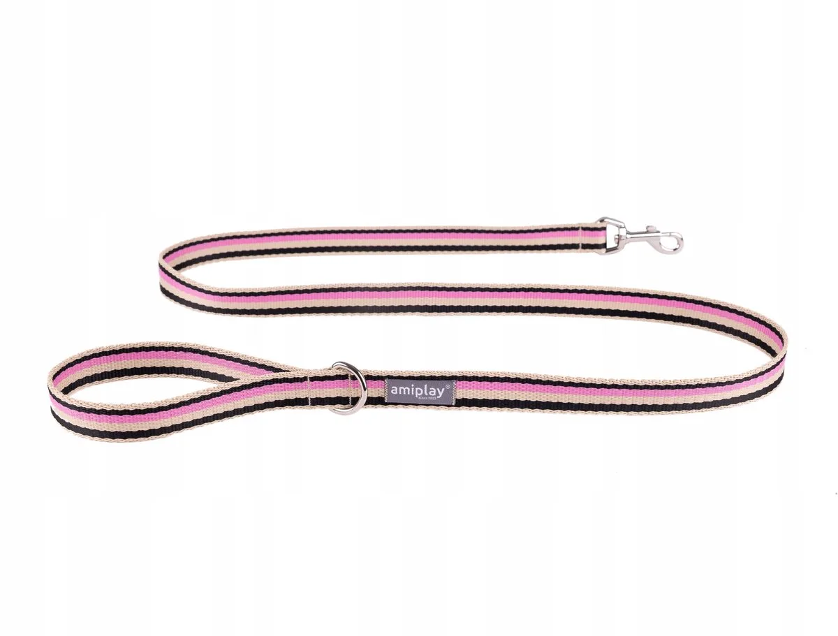 Populaire Hondenlijn XL 150cm Zwart-Roze Gestreept by Amiplay – product photo