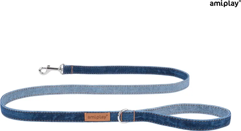 Prestige Hondenlijn / Hondenriem - Denim - Navy - M - Breedte: 1,5 cm - Lengte: 140 cm von Amiplay in Denim Donkerblauw – Produktfoto