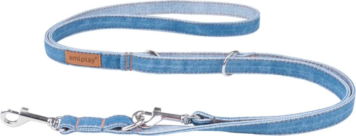 Prestige Verstelbare Hondenlijn - Denim - Blauw - XL - Breedte: 2,5 cm - Lengte: 100 - 200 cm by Amiplay in Denim Lichtblauw – product photo