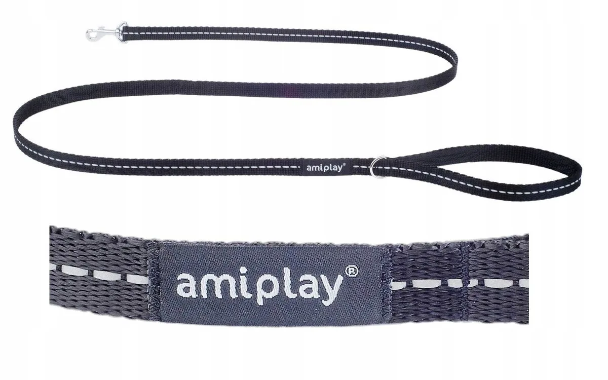 Reflective Hondenlijn Zwart S 150cm x 1cm - Veiligheid & Comfort by Amiplay – product photo