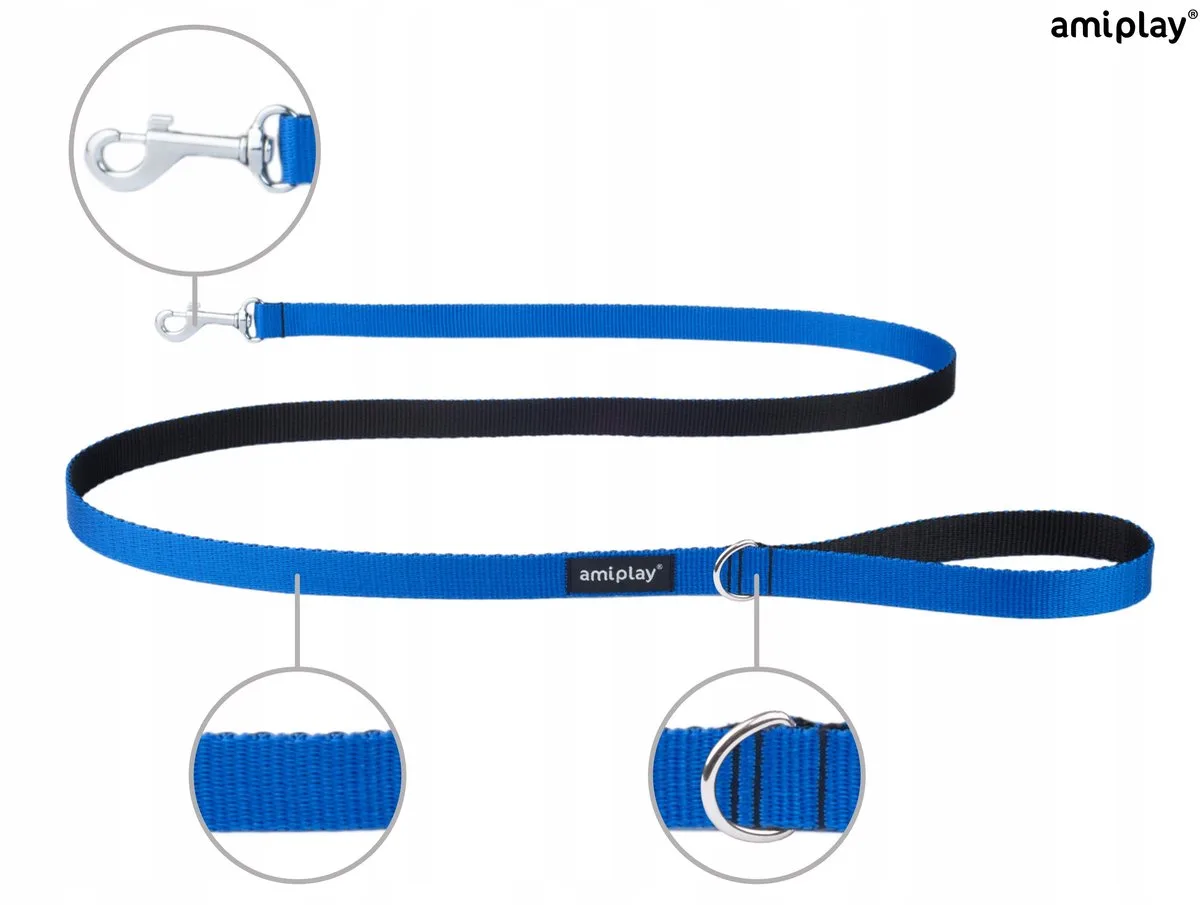 Twist Hondenlijn L 150cm Blauw - Stevig Dubbelzijdig Bandmateriaal von Amiplay – Produktfoto