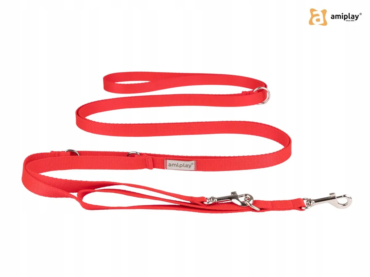 Verstelbare Hondenlijn 8-in-1 Samba L Rood 200-400cm de Amiplay – photo produit