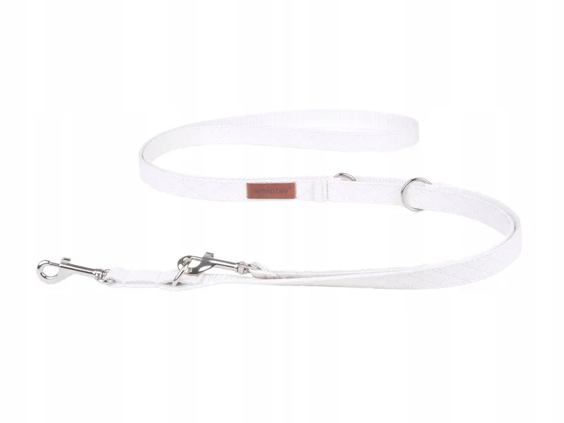 Verstelbare Leren Halsband voor Honden - Wit, 2m de Amiplay – photo produit