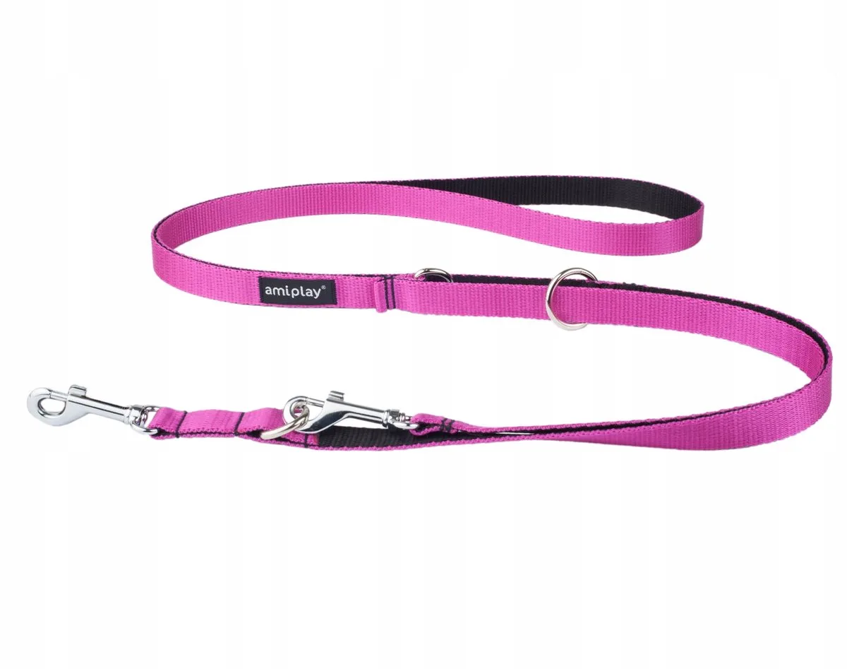 Verstelbare Nylon Hondenlijn Twist 2m - Roze de Amiplay – photo produit
