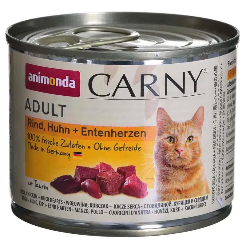 Carny Adult Natvoer Voor Katten Met Rund-kip-en Eendenharten 200g van Animonda – productfoto