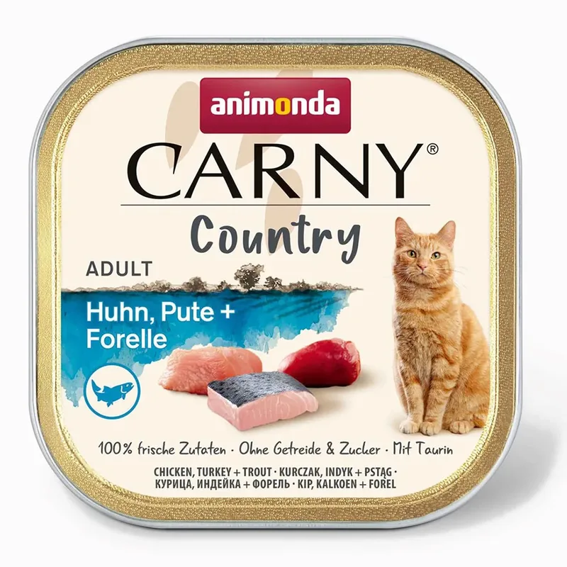 Nourriture Humide Pour Chats Carny Country Poulet Dinde + Truite 100g de Animonda – photo produit