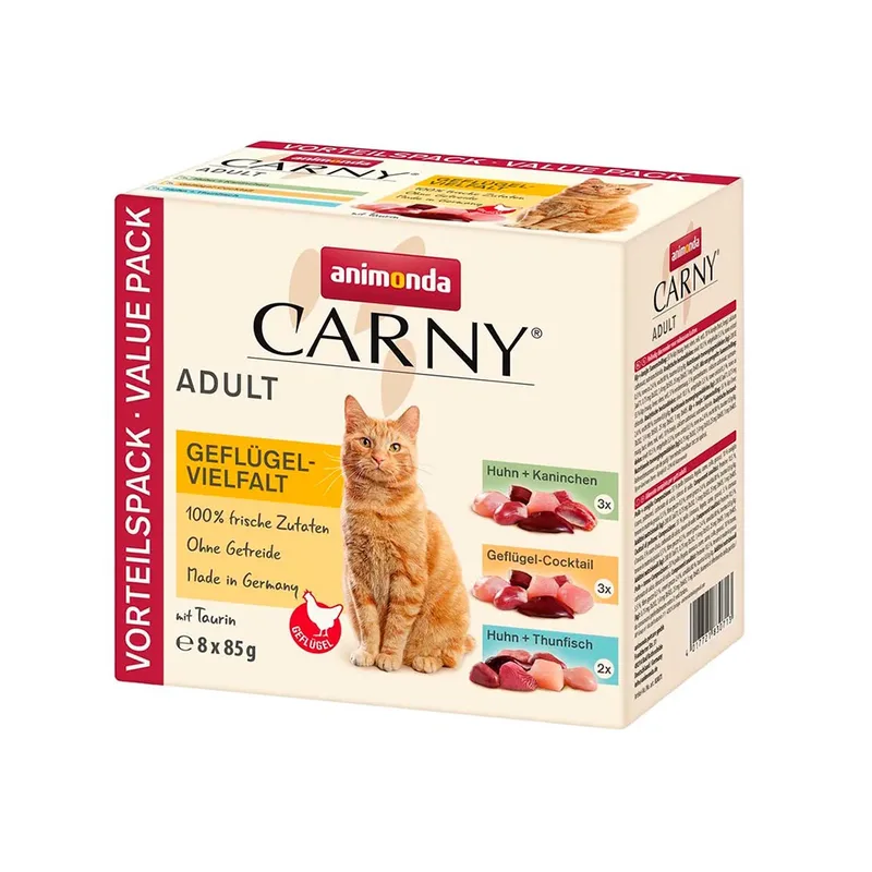 Carny Gevarieerde Gevogeltemix Stukjes 8x85g Natvoer Voor Katten by Animonda – product photo