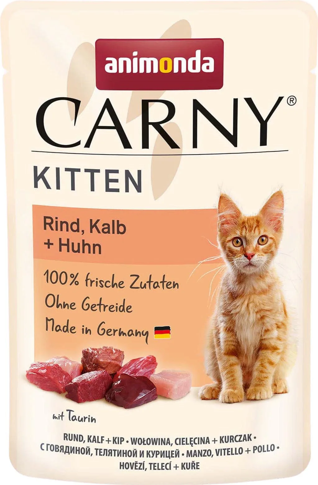 Carny Kitten Frischebeutel 85g - Rind, Kalb und Huhn de Animonda – photo produit