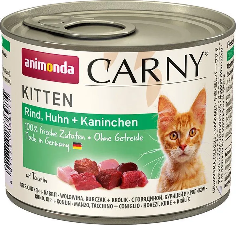 Carny Rund, Kip + Konijn kitten 6 x 200 gram -kattenvoer-natvoer de Animonda – photo produit