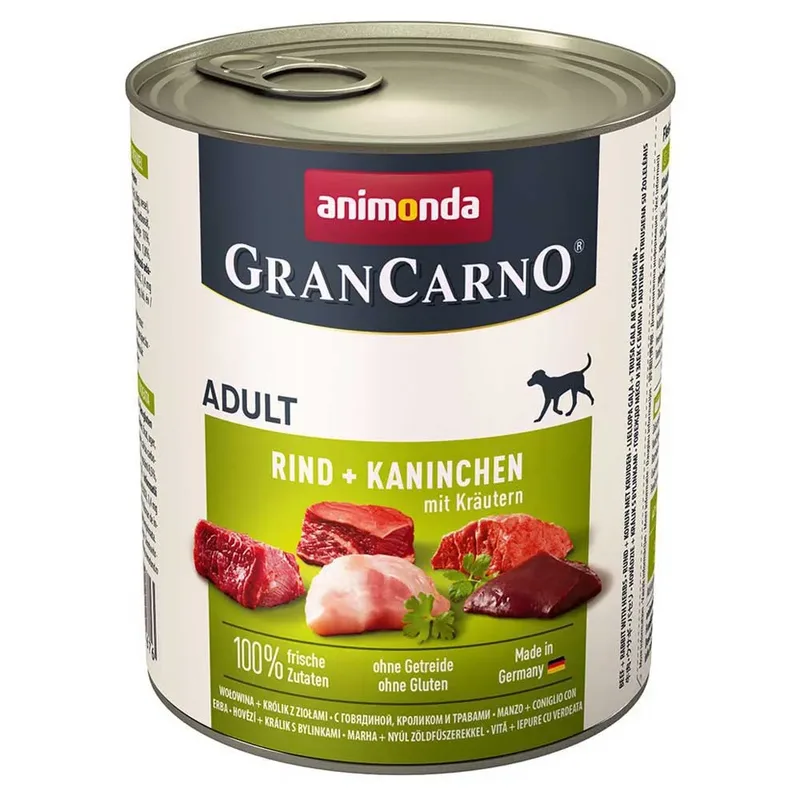 Grancarno Adult Beef Avec Lapin Et Herbes Nourriture Humide Pour Chiens 800g de Animonda – photo produit 1 sur 2