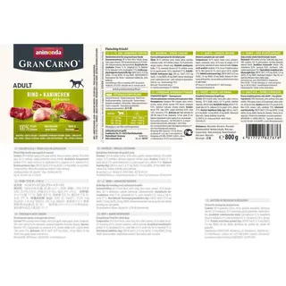 Grancarno Adult Beef Avec Lapin Et Herbes Nourriture Humide Pour Chiens 800g de Animonda – photo produit 2 sur 2