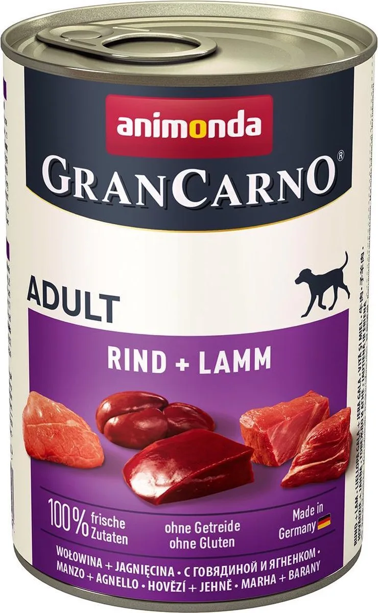 Grancarno Adult Rund + Lam 6 x 400 gram ( Hondenvoer ) by Animonda – product photo
