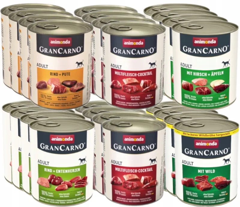 GranCarno - Hondenvoer - MIX Smaken - 24x800g - Graanvrij de Animonda – photo produit