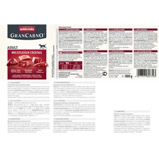 Grancarno Multi Meat Cocktail Bœuf Poulet Cœur De Gibier Dinde Aliment Humide Pour Chiens Adultes 800g de Animonda – photo produit 2 sur 2