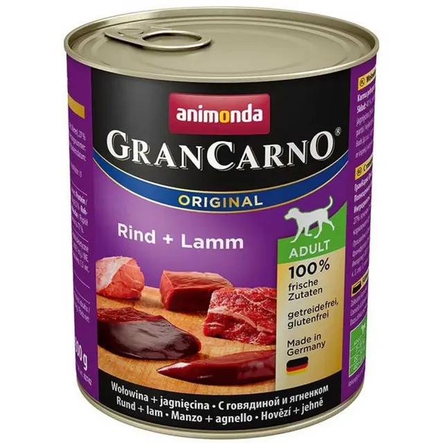 Grancarno Original Adult Rundvlees Met Lam Natvoer Voor Honden 800g