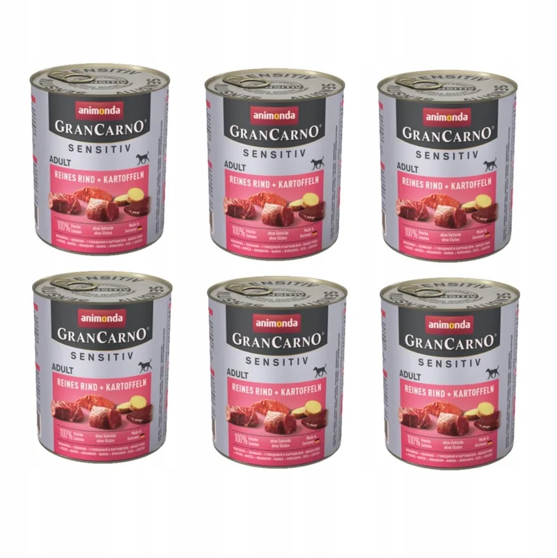 Grancarno Sensitiv Serie - Hondenvoer - Rundergehakt - Gluten- en Graanvrij - 6x800g by Animonda – product photo