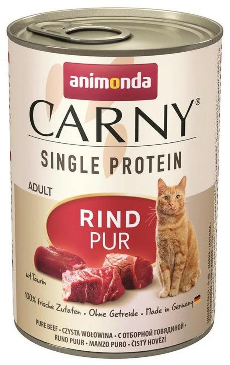 Kat in blik Carny Adult Enkelvoudig Eiwit 6x400g - Puur Rundvlees van Animonda – productfoto