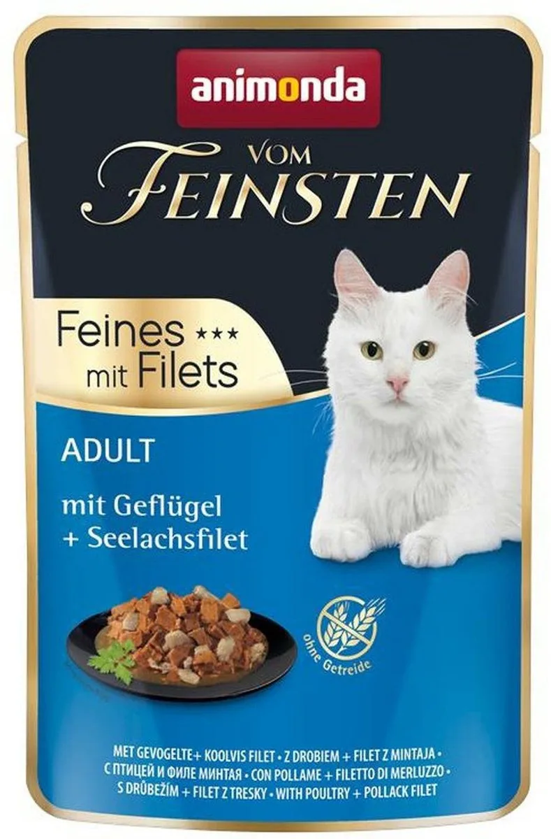 Vom Feinsten Adult Geflügel und Seelachsfilet - 85 g von Animonda – Produktfoto