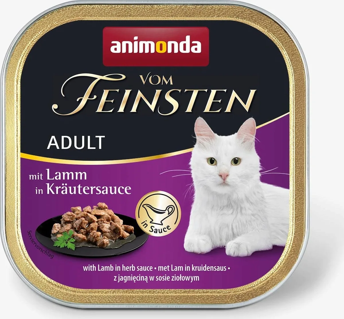 Vom Feinsten Adult getreidefrei Schale 100g - Lamm in Kräutersauce fra Animonda – produktbillede