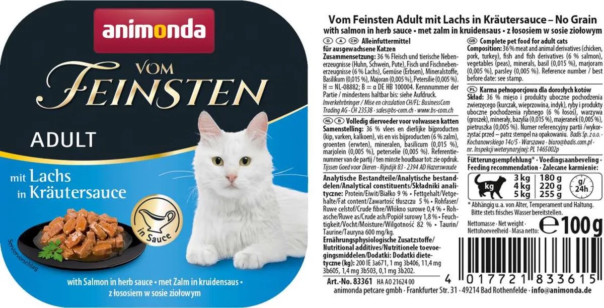 Vom Feinsten Adult - Graanvrij Zalm - 32 x 100 g van Animonda – productfoto