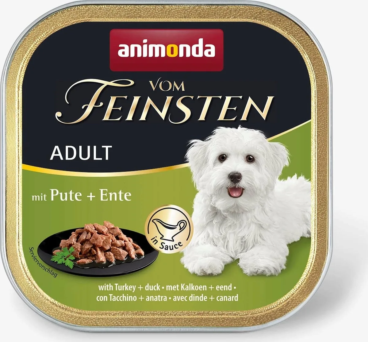 Vom Feinsten Adult in Sauce Schale 150g - Pute und Ente von Animonda – Produktfoto