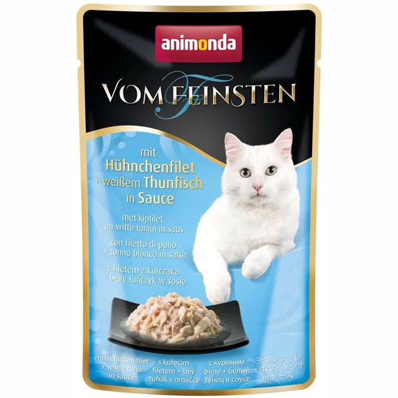 Vom Feinsten Adult Kipfilet & Witte Tonijn in Saus - 18 x 50 gram - natvoer voor kat de Animonda – photo produit