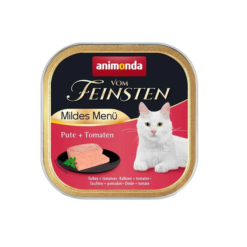Vom Feinsten Adult Mild Menu Kalkoen Met Tomaten Natvoer Voor Katten 100g by Animonda – product photo