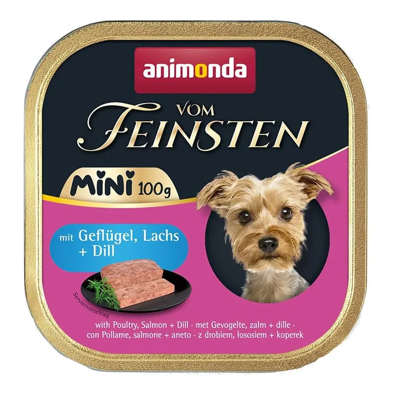 Vom Feinsten Adult Mini Geflügel Lachs Und Dill Nassfutter Für Hunde 100g von Animonda – Produktfoto