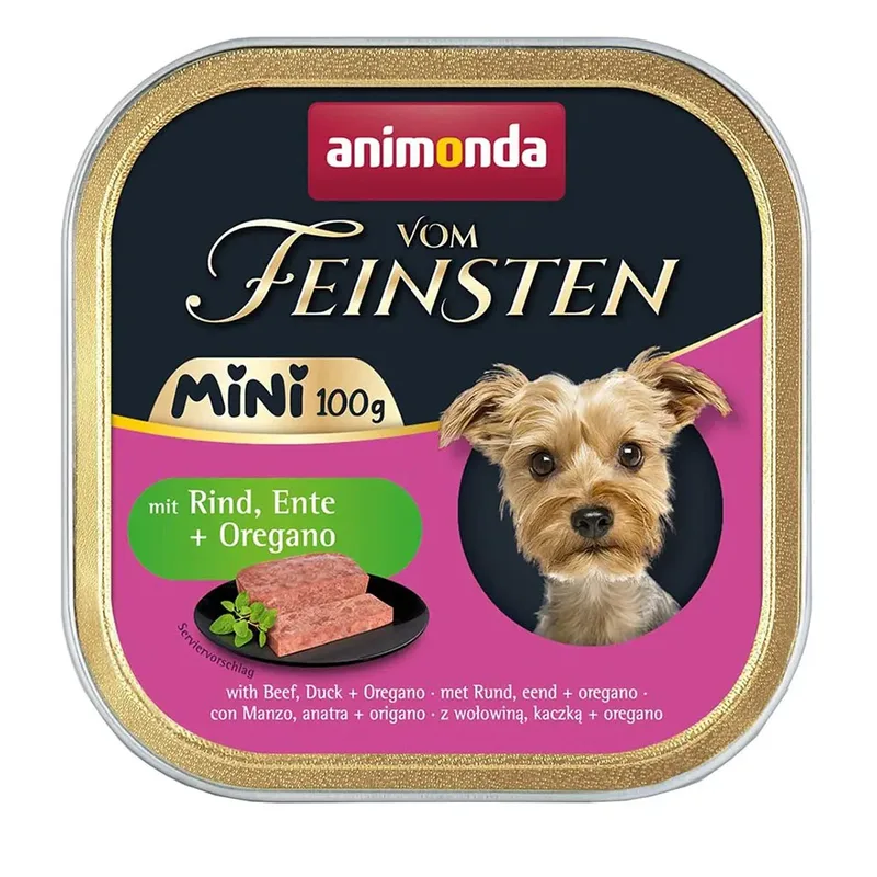 Vom Feinsten Adult Mini Natvoer Met Rund Eend En Oregano Voor Volwassen Honden 100g by Animonda – product photo