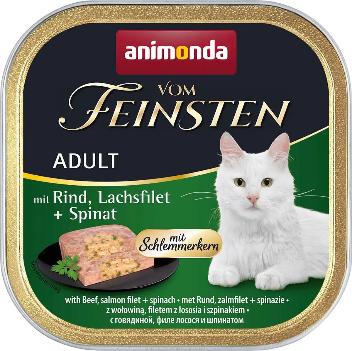 Vom Feinsten Adult mit Schlemmerkern Schale 100g - Rind und Lachs van Animonda – productfoto