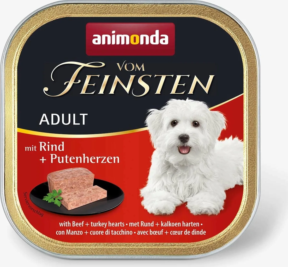 Vom Feinsten Adult Pastete Schale 150 g - Rind und Putenherzen von Animonda – Produktfoto