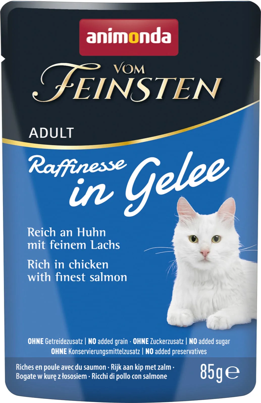 Vom Feinsten Adult Raffinesse gelei kip en zalm, 85 g van Animonda – productfoto