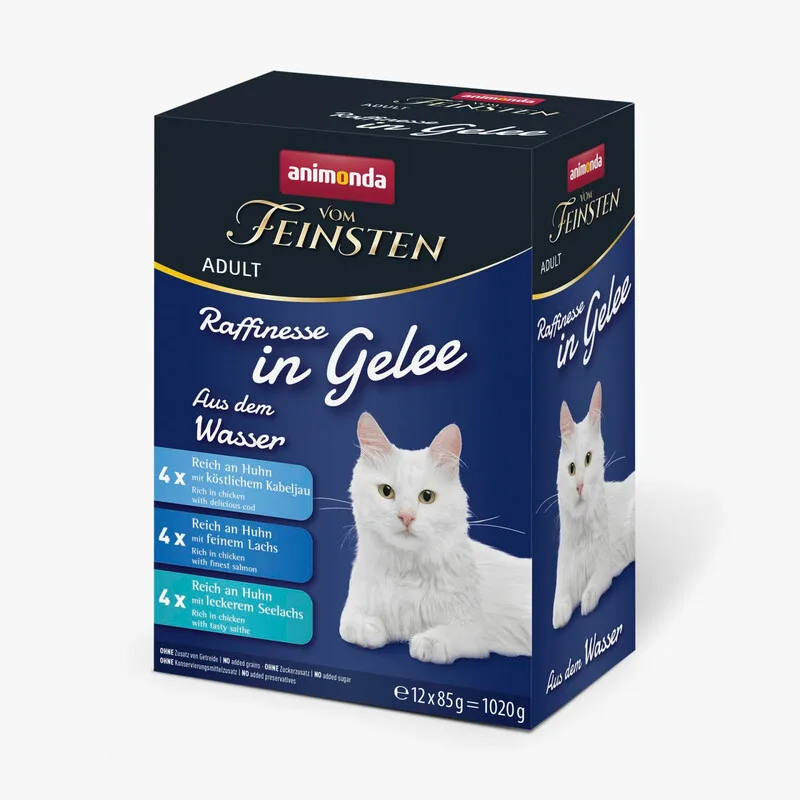 Vom Feinsten Adult Raffinesse in Jelly Mix Pack Land Katzen-Nassfutter, 8 × 12 × 85 g von Animonda – Produktfoto