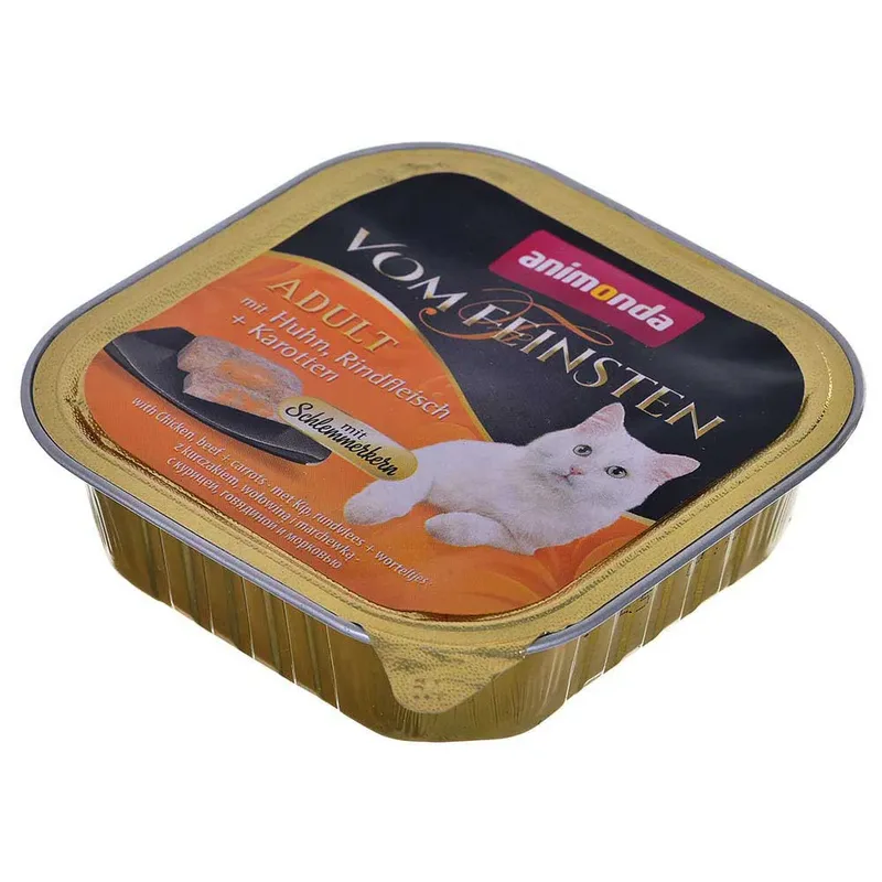 Vom Feinsten Classic Nassfutter Für Katzen Mit Hühnchen Rind Und Karotte 100g von Animonda – Produktfoto
