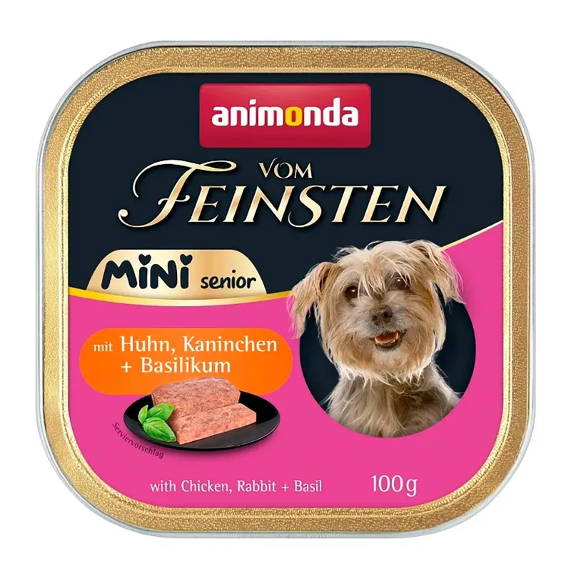 Vom Feinsten Senior Mini Huhn Mit Kaninchen Und Basilikum Nassfutter Für Hunde 100g von Animonda – Produktfoto