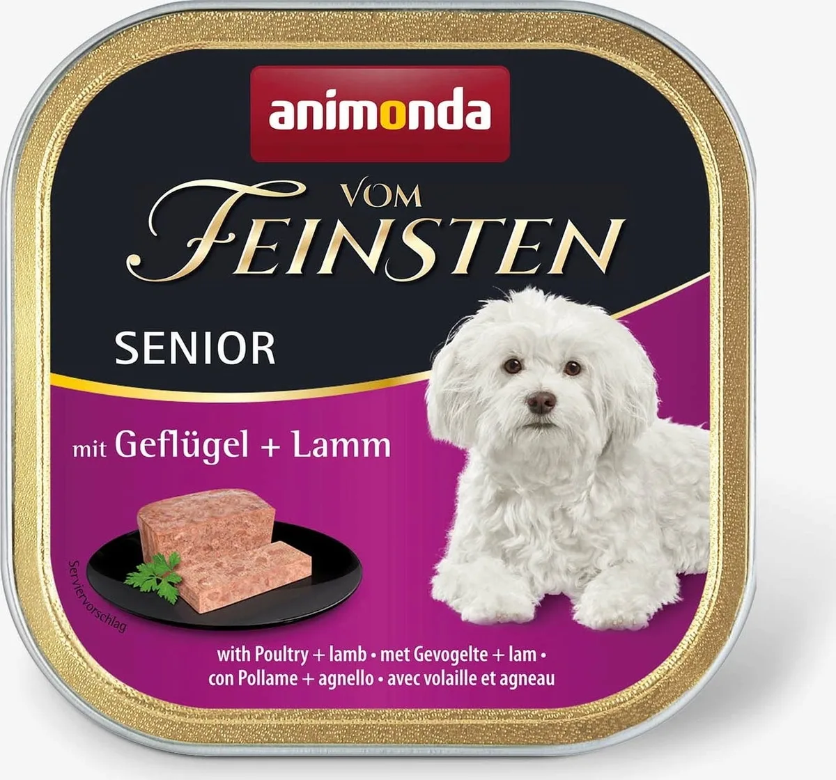 Vom Feinsten Senior Pastete Schale 150 g - Geflügel und Lamm de Animonda – photo produit