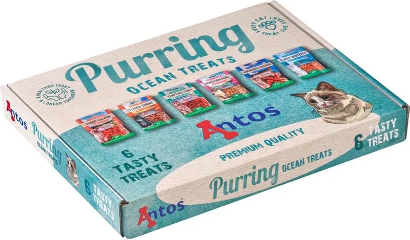 cadeaubox met kattensnacks vis - 300 gram vissnacks voor katten en kittens by Antos – product photo