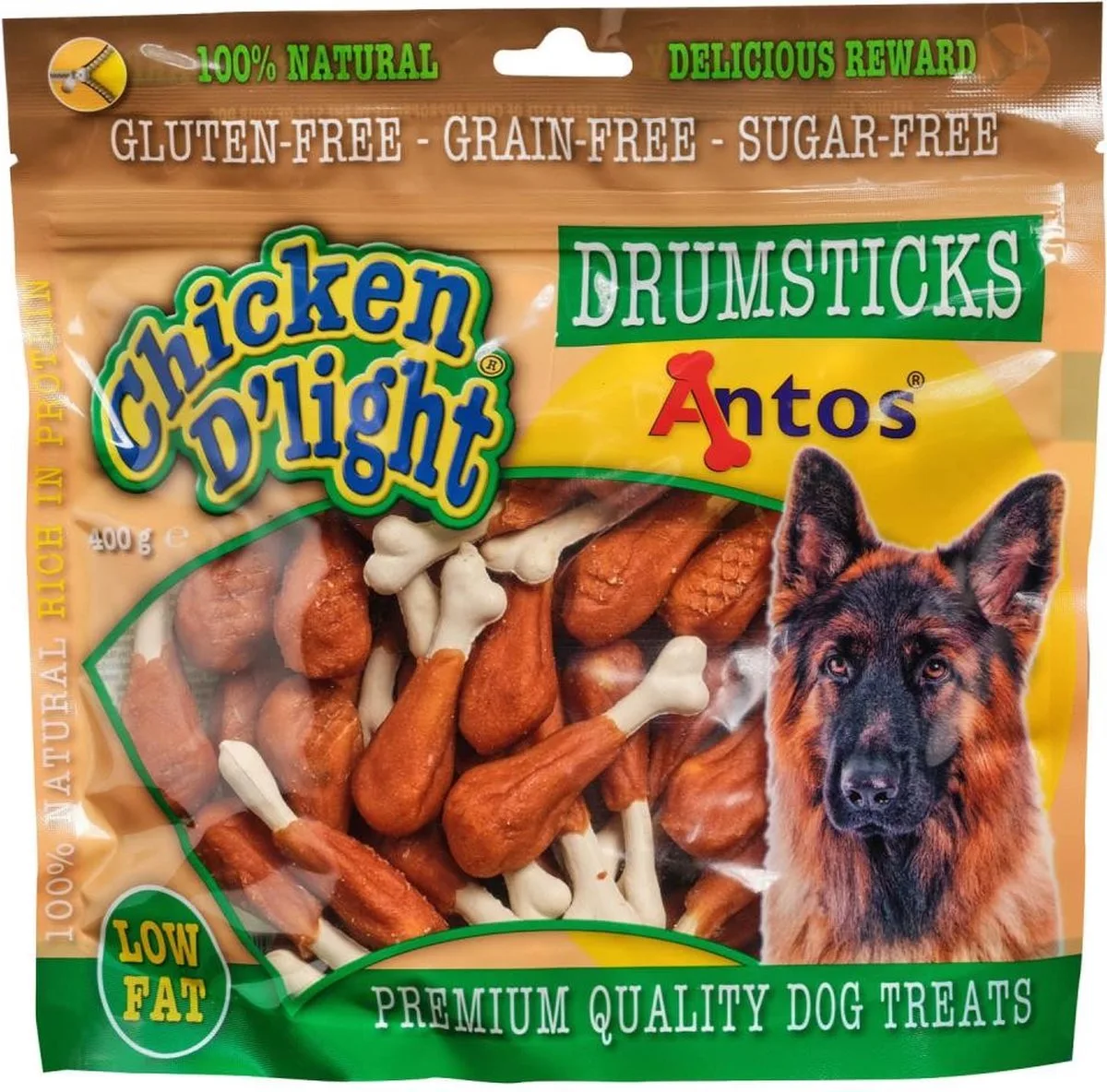 Chicken D'Light Drumsticks - hondensnack - 400 gram van Antos – productfoto