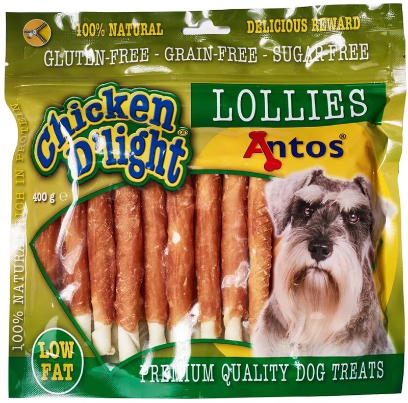 Chicken D'Light Lollies - Hondensnacks - Rund Kip 400 g de Antos – photo produit