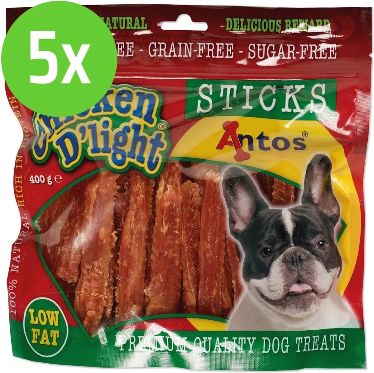 Chicken D'Light Sticks Kip - hondensnack - 400 gram - 5 Zakken från Antos – produktbild
