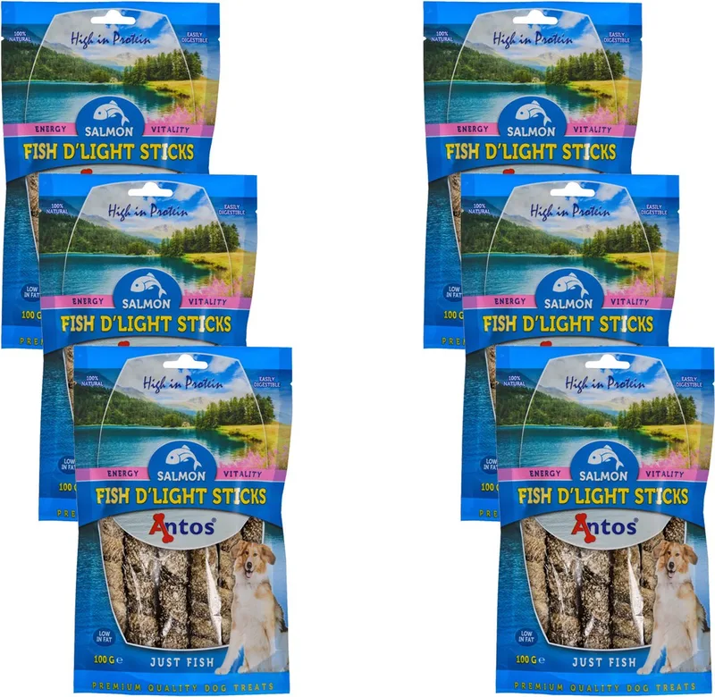 Fish D'Light Salmon Sticks - Hondensnacks - 6 x Zalm 100 g by Antos – product photo